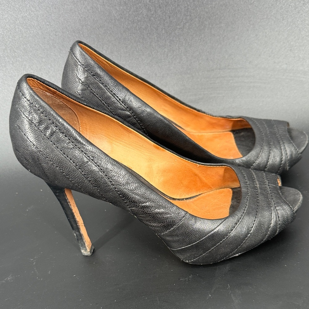 LAMB Leather Peep-Toe High Heels - Classic Women's Pumps